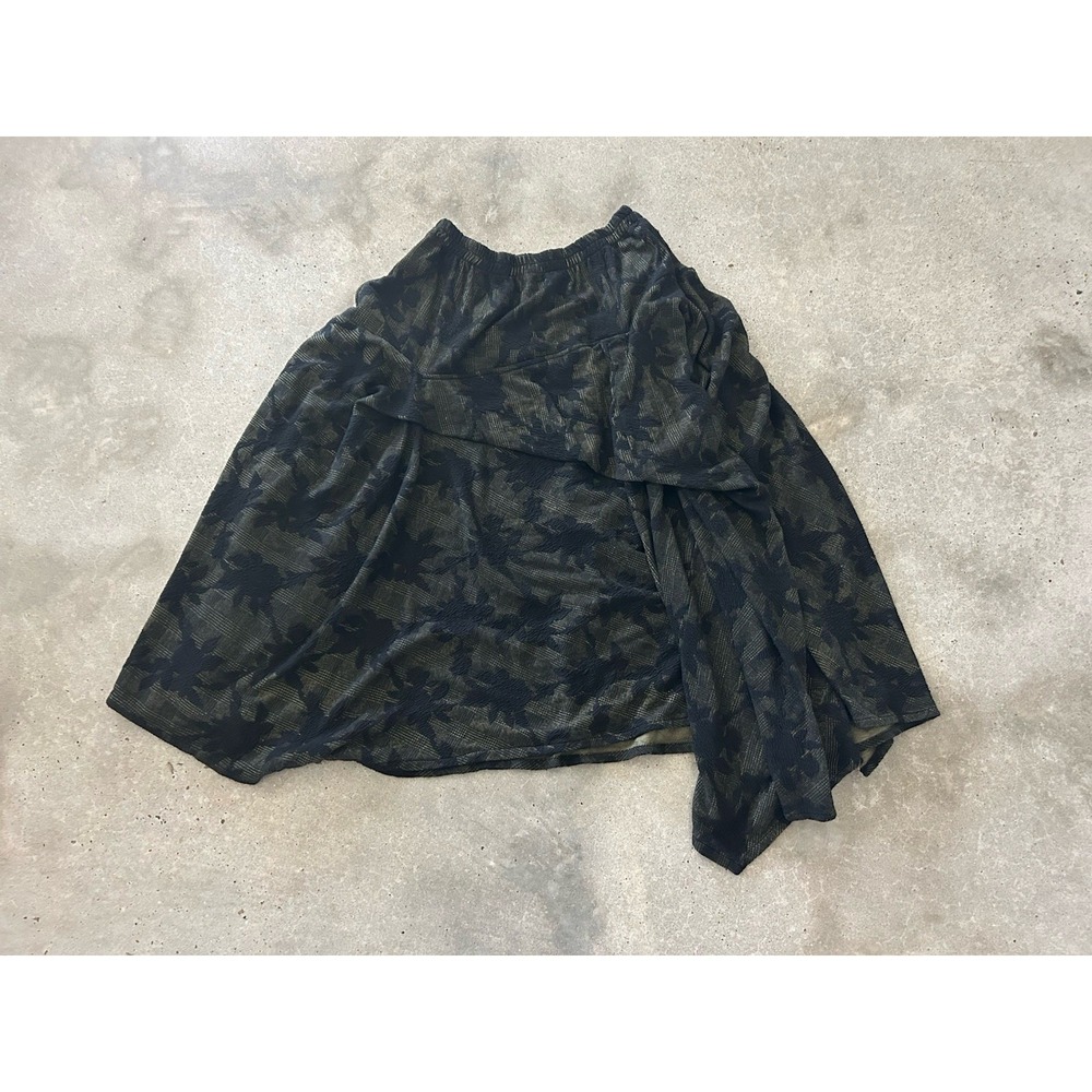 DRESS TO KILL Size 2 Lagenlook Art To Wear Skirt Tiered Heavy Green Black Mohr